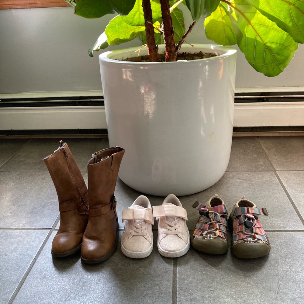 3 pairs of size 8 toddler shoes